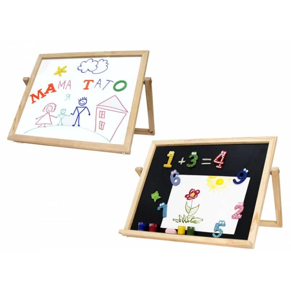 Мольберт настольний, магнiтний (крейда+маркер), 30*40см, сосна, ROSA Kids