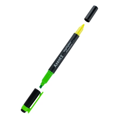 Маркер Highlighter Dual 2534-A, 2-4 мм клиноп. зелений+жовтий Axent