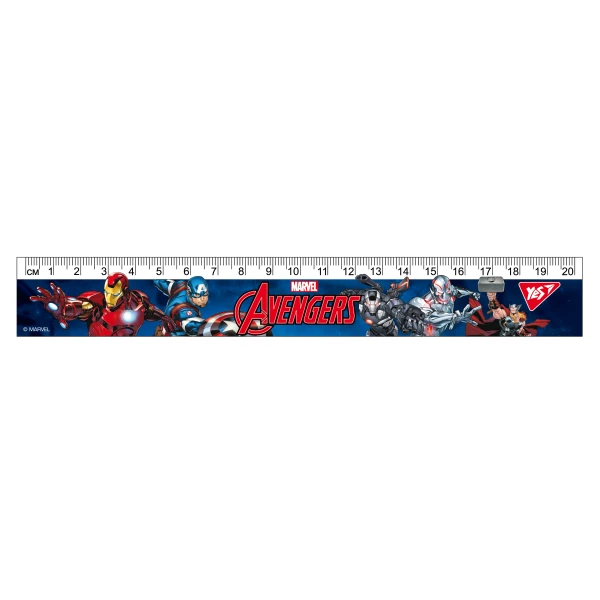 Лінійка пластикова, 20см. з нанесенням "Marvel", 370562 YES