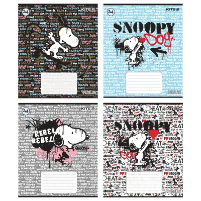 Зошит 24 арк., клітинка, гібр. лак+УФ, Snoopy SN21-238 Kite