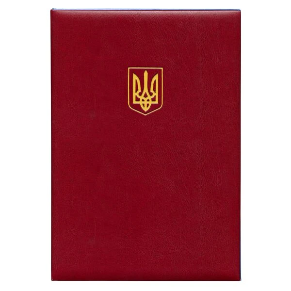 Папка ділова (220х320), обкл. бумвініл, бордо, тисн. "Герб України", 326 02Б