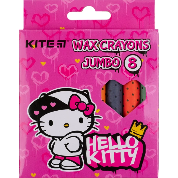 Крейда воскова, 8 кол. Jumbo Hello Kitty HK21-076 Kite