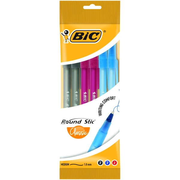 Ручка "Раунд Стік", асорті, 6шт в блістері, bc929071 BIC