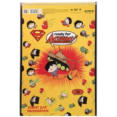 Зошит для малювання, 30 арк., спіраль, гібр. лак+УФ, DC comics DC21-243 Kite