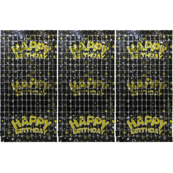 Фотозона-шторка з фольги "Квадрат-Happy Birthday" 1*2м. 2.0мкр. чорний 13002-BK