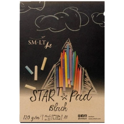 Склейка для рисунку STAR T А4, 120г/м2, 20л, чорний папір, Smiltainis