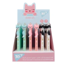 Ручка масляна YES "Color Cats" автоматична, 0,7 мм, синя, 412010