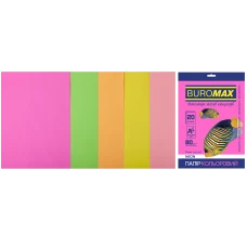 Набір кольорового паперу А4, 80г/м2, NEON, 5кол. 20арк., BM.2721520-99
