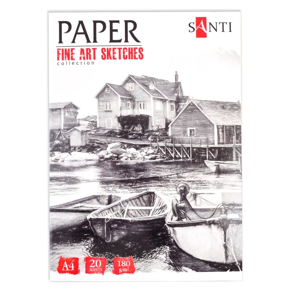 Набір паперу для малювання А4 "Fine art sketches", 20 арк. 180 г/м2, 741956 Santi